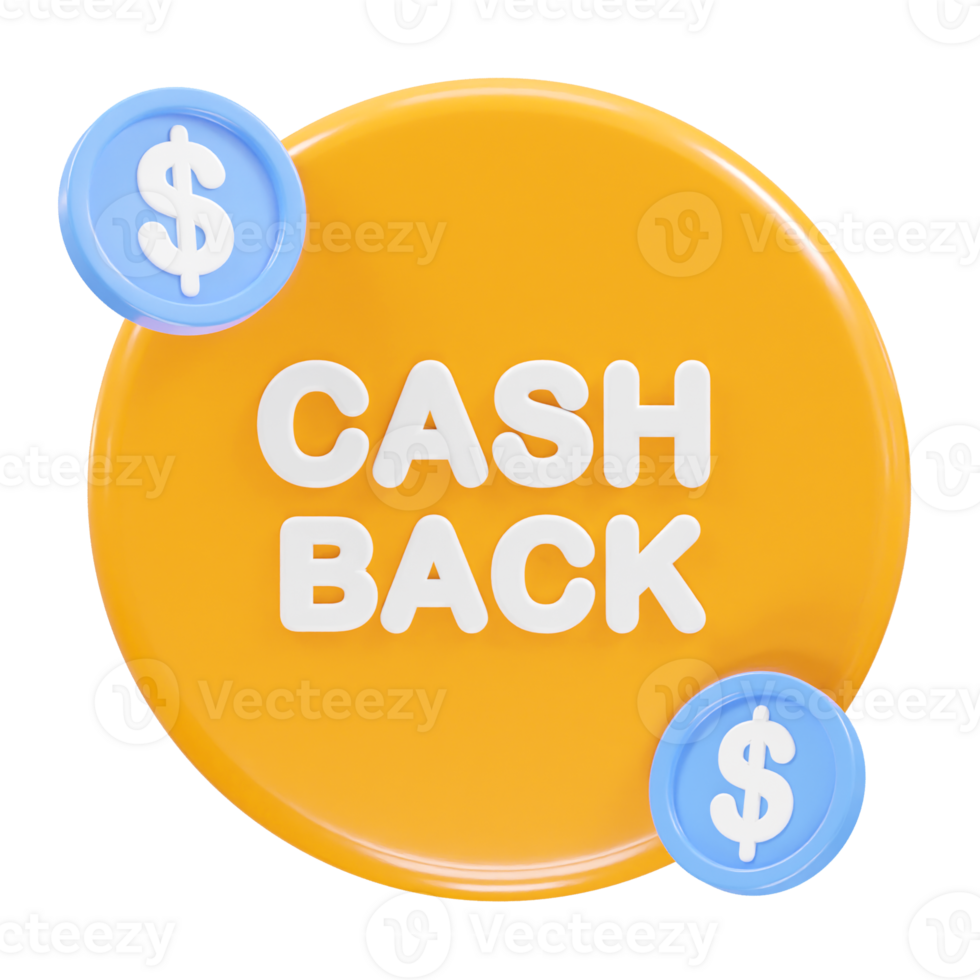 Cashback icon 3d render illustration element png