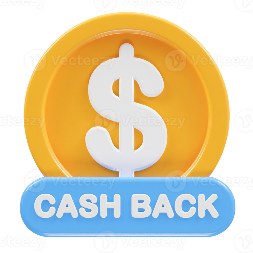 Cashback icon 3d render illustration element png