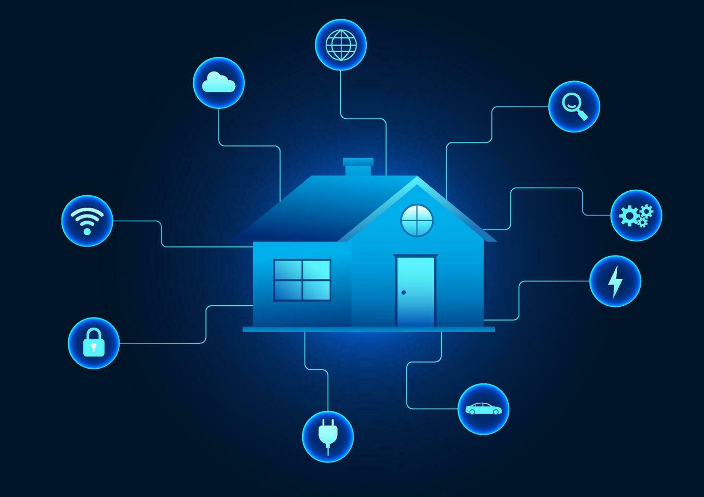 Internet de cosas tecnología un hogar conectado a iot dispositivos a remotamente controlar dispositivos o información es un moderno tecnología innovación. vector ilustración