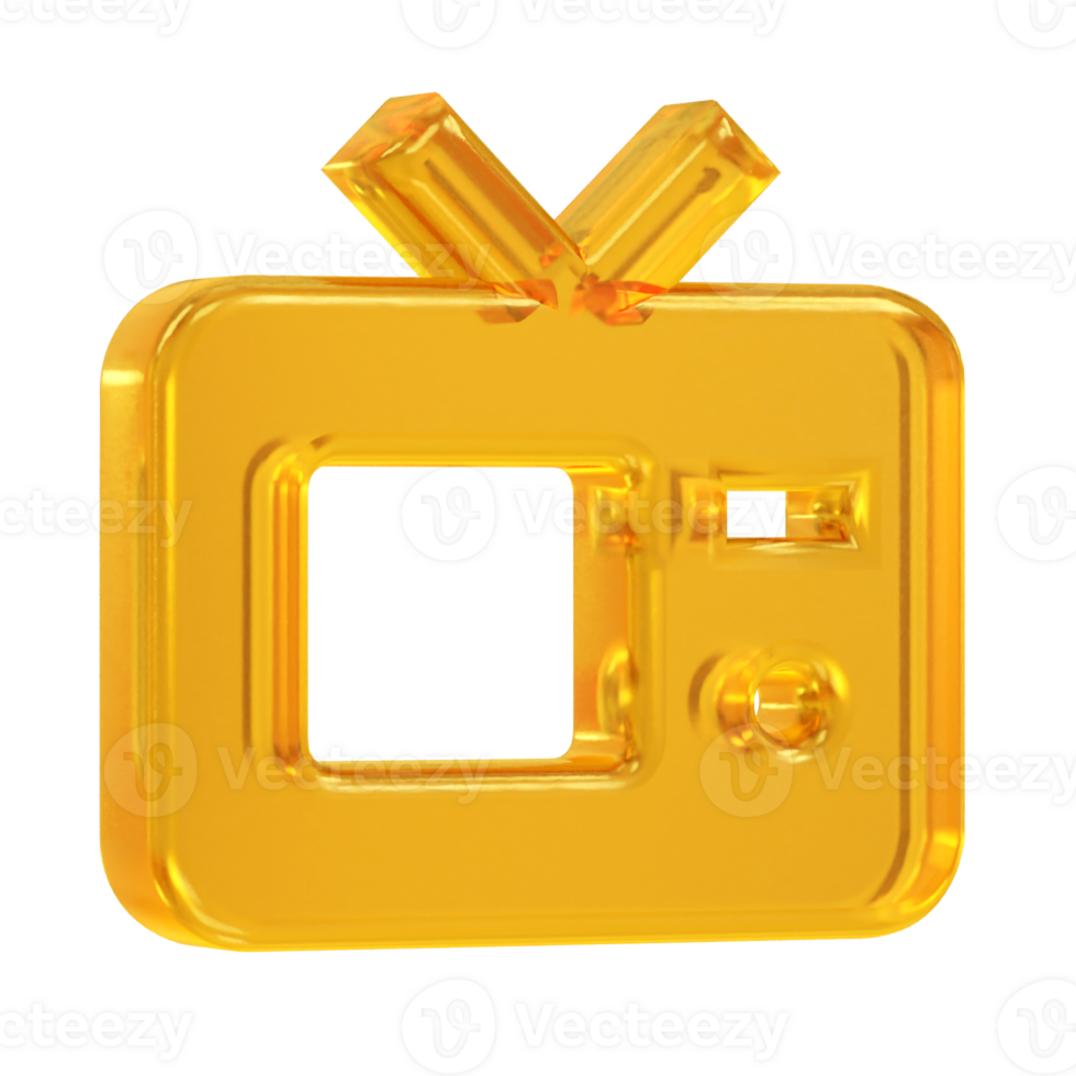 Tv icon 3d rendering illustration element png