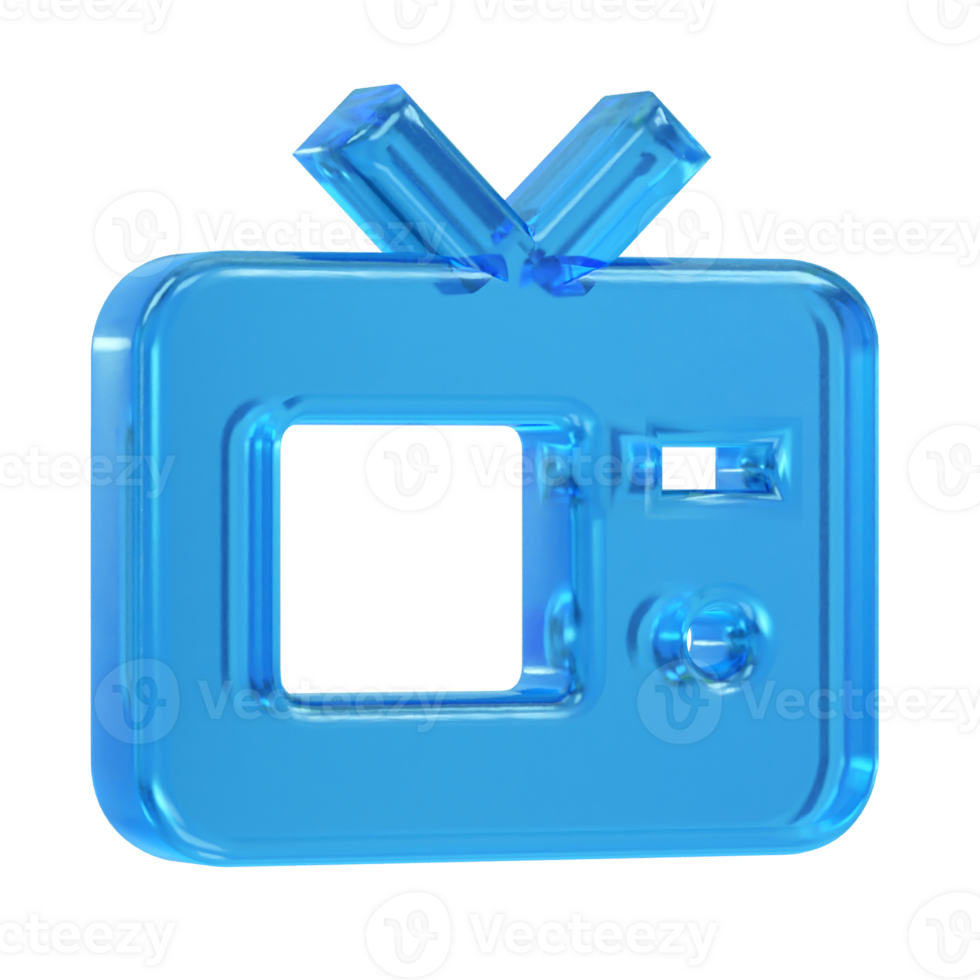 Tv icon 3d rendering illustration element png