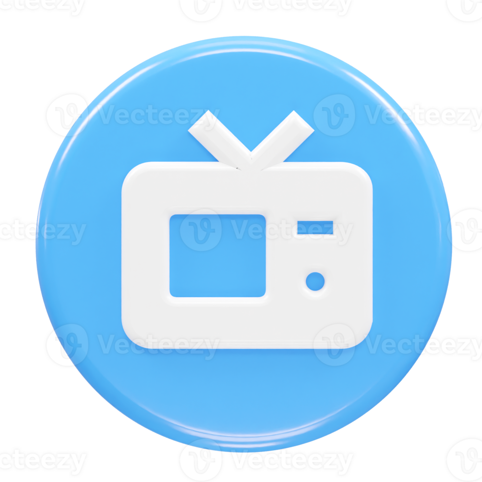 Tv icon 3d rendering illustration element png