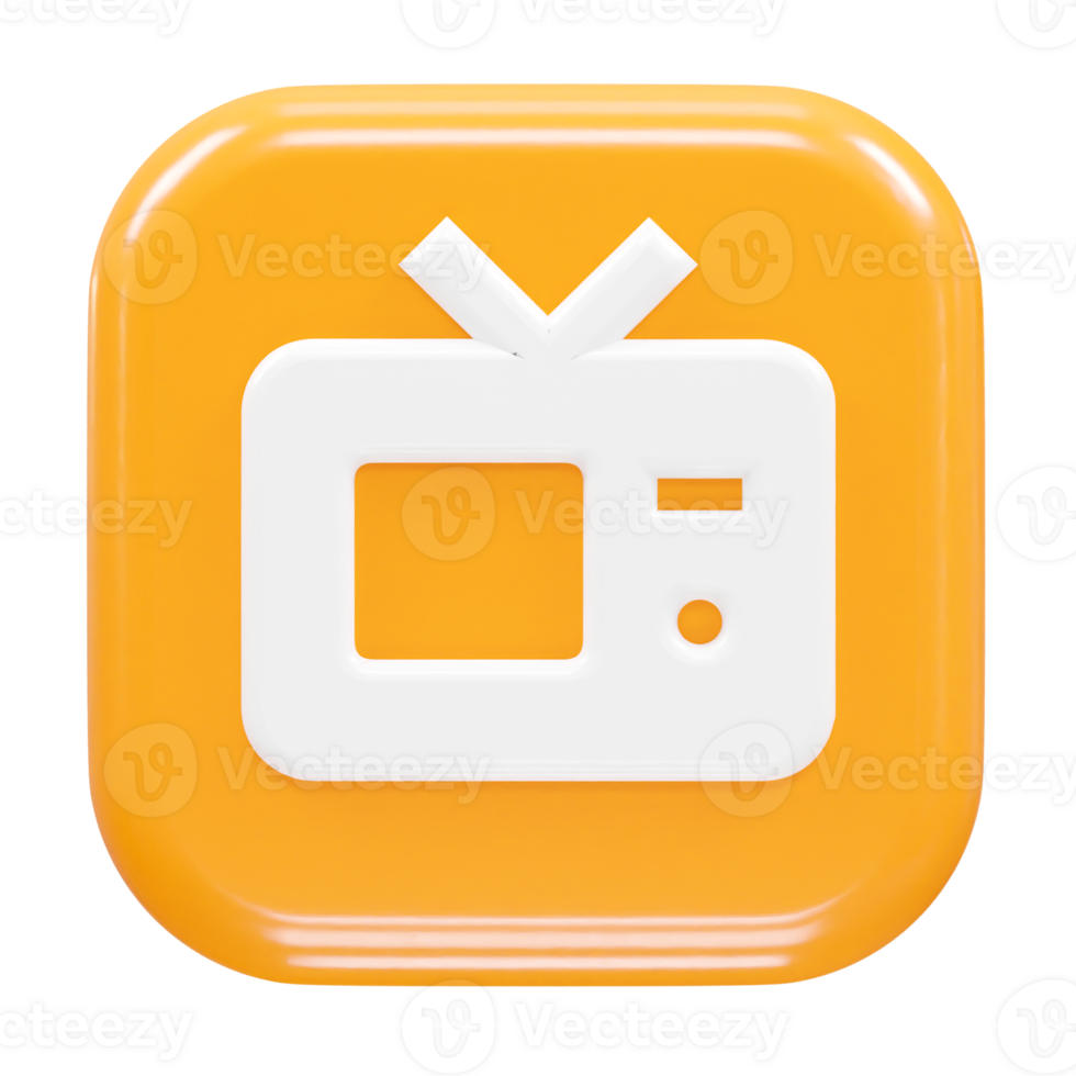 Tv icon 3d rendering illustration element png