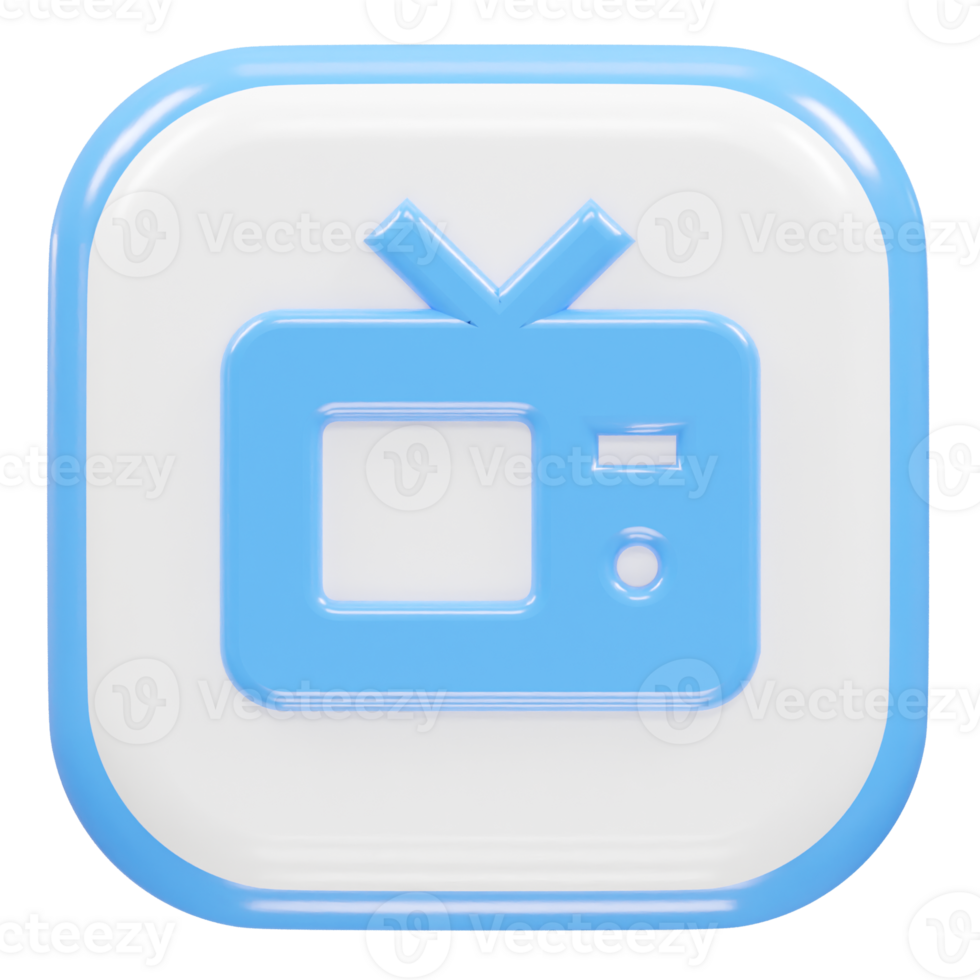 Tv icon 3d rendering illustration element png