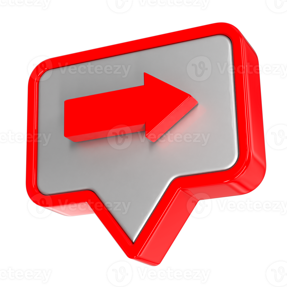 a red and white speech bubble with an arrow pointing to it png