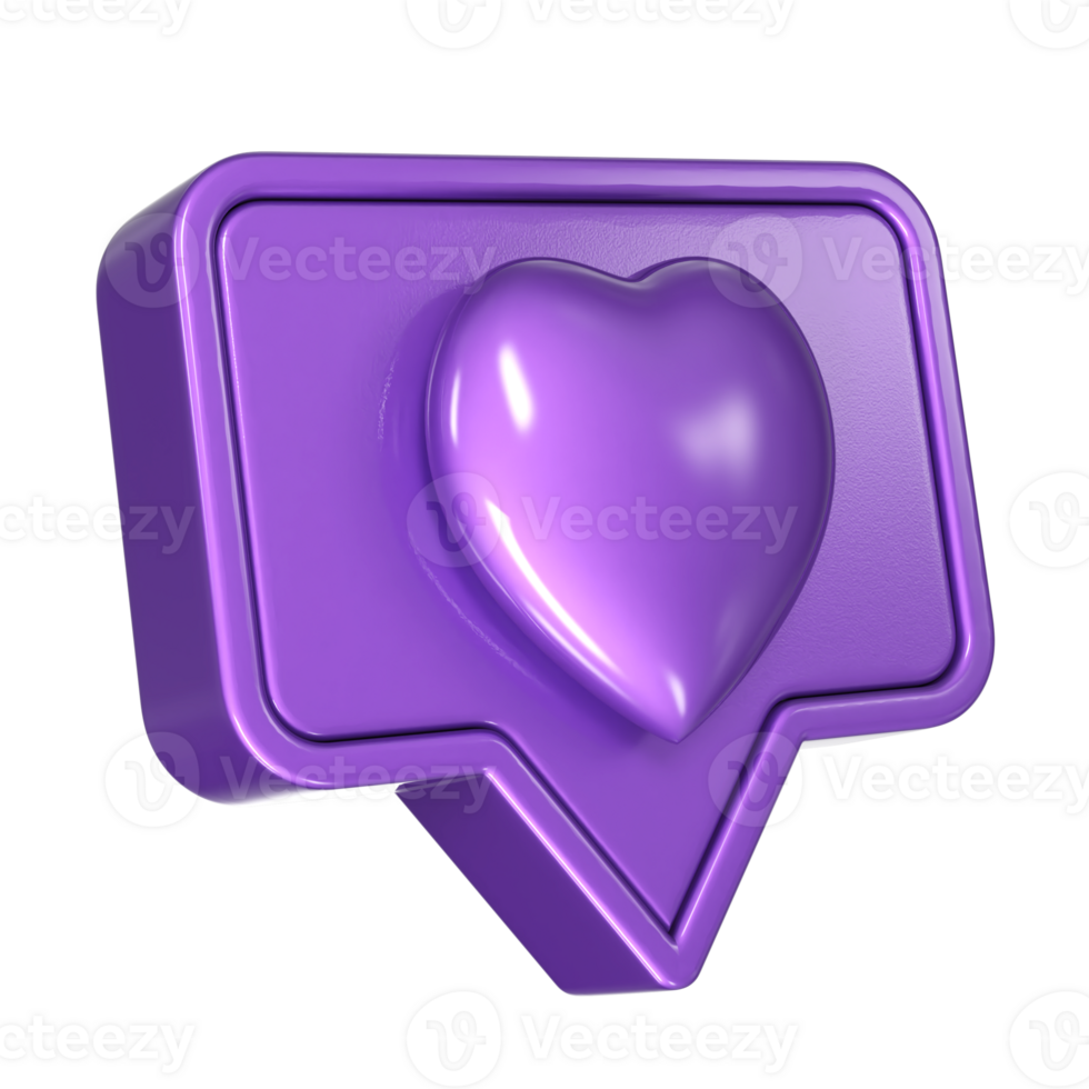 3D Like With heart icon on transparent background png