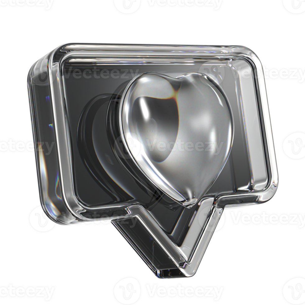 3D Like With heart icon on transparent background png