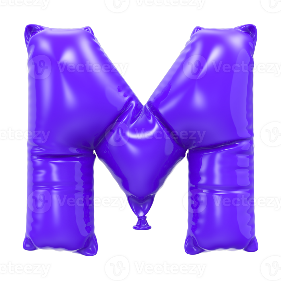 M Font Balloon 3D Rendering png
