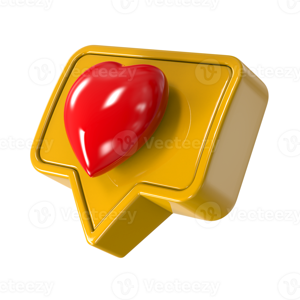 3D Like With heart icon on transparent background png