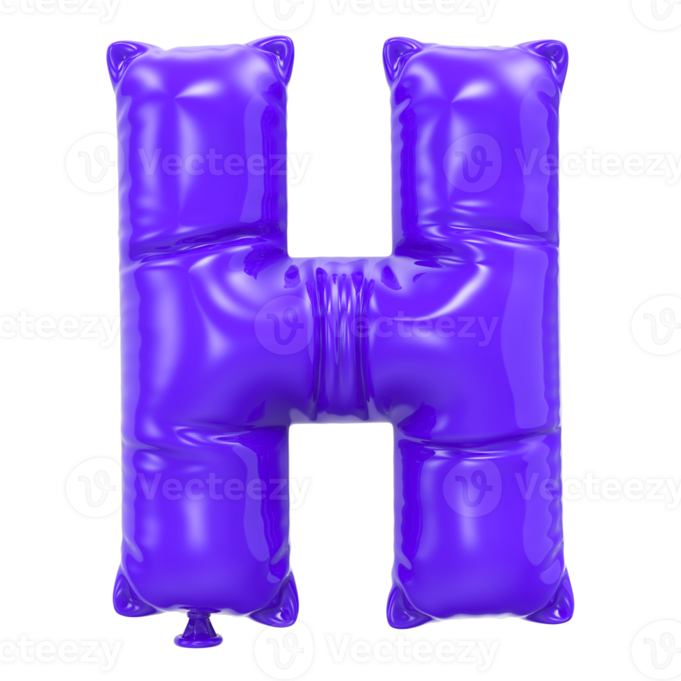 H Font Balloon 3D Rendering png