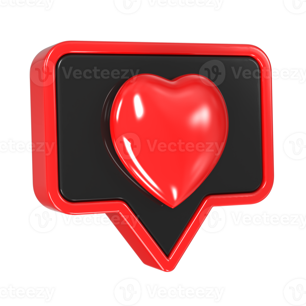 3D Like With heart icon on transparent background png
