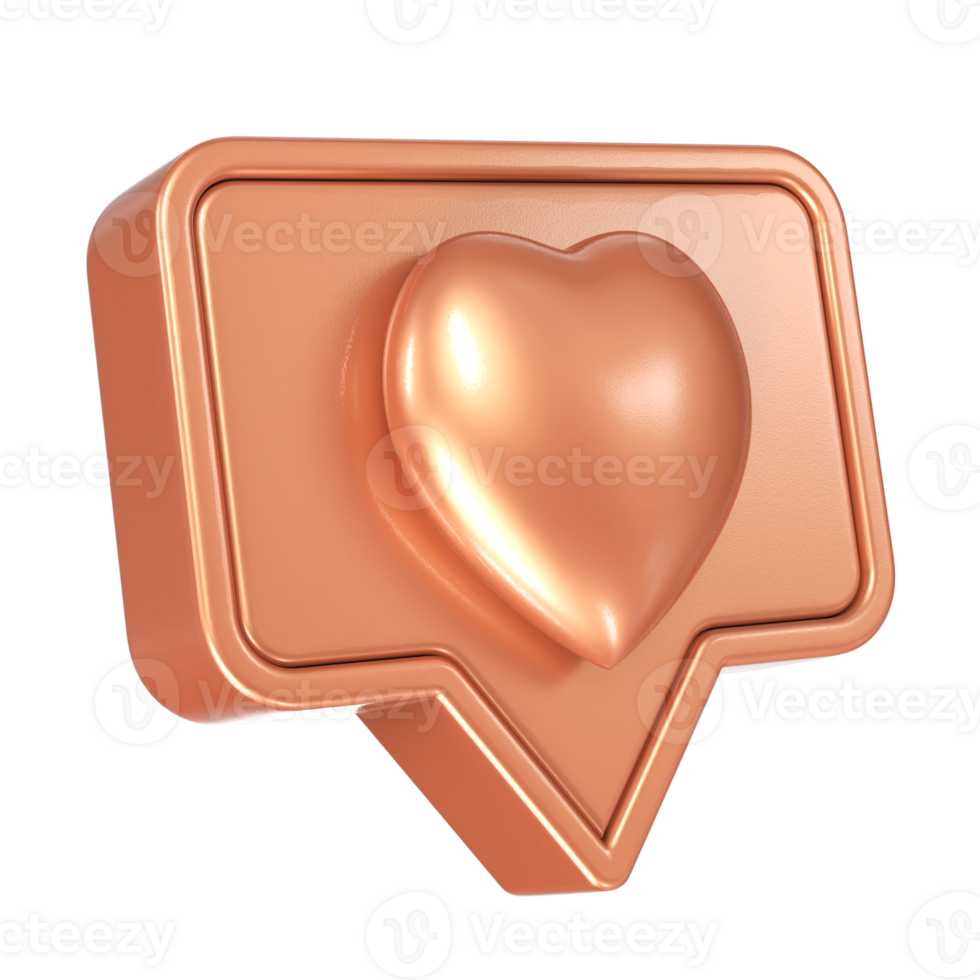 3D Like With heart icon on transparent background png