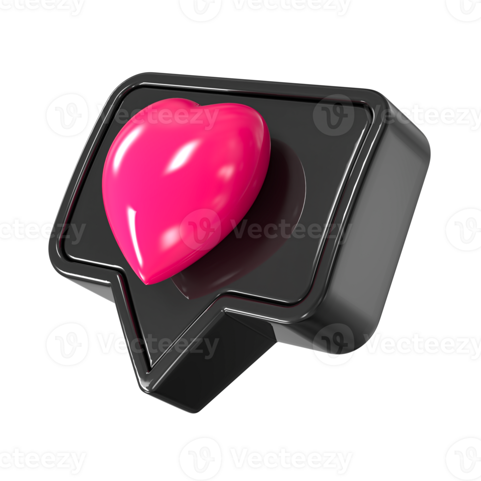 3D Like With heart icon on transparent background png