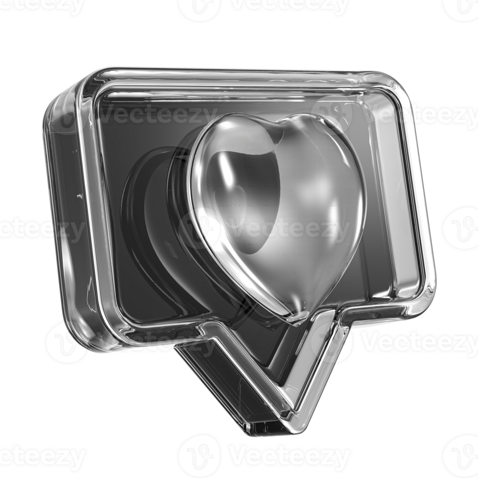 3D Like With heart icon on transparent background png