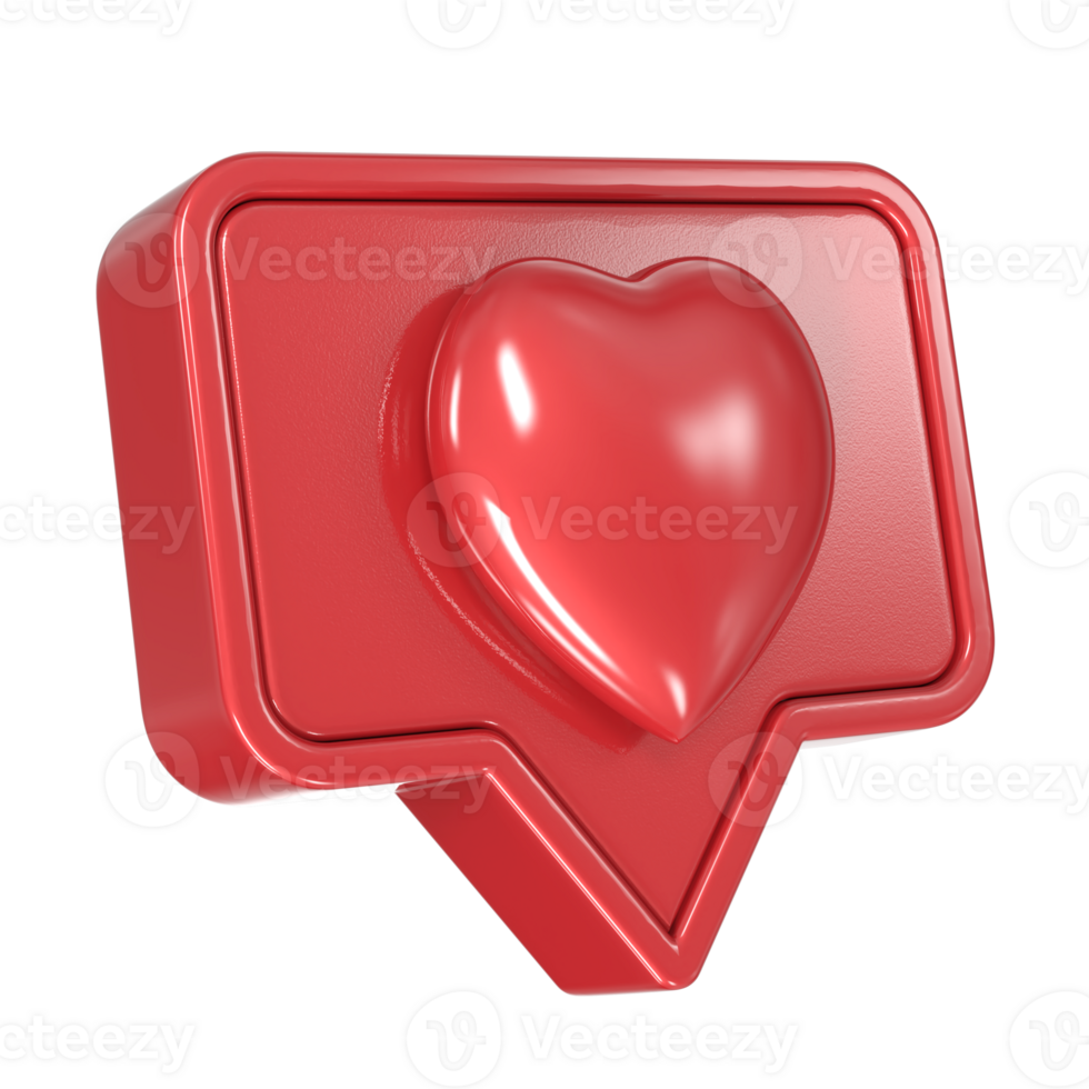 3D Like With heart icon on transparent background png