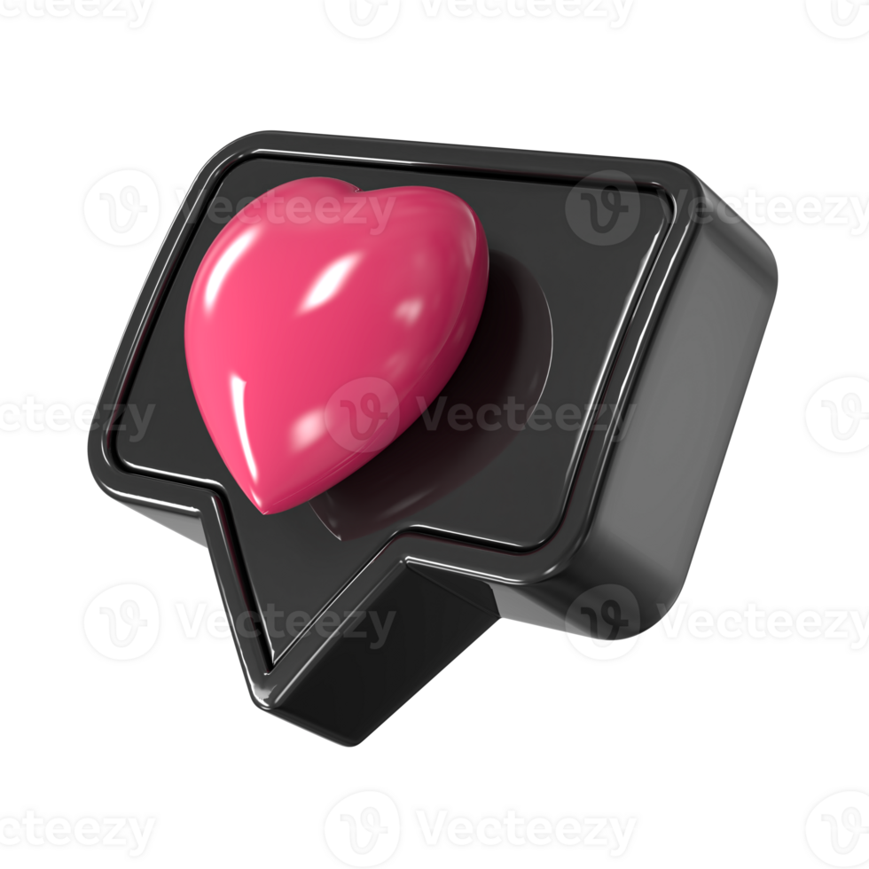 3D Like With heart icon on transparent background png