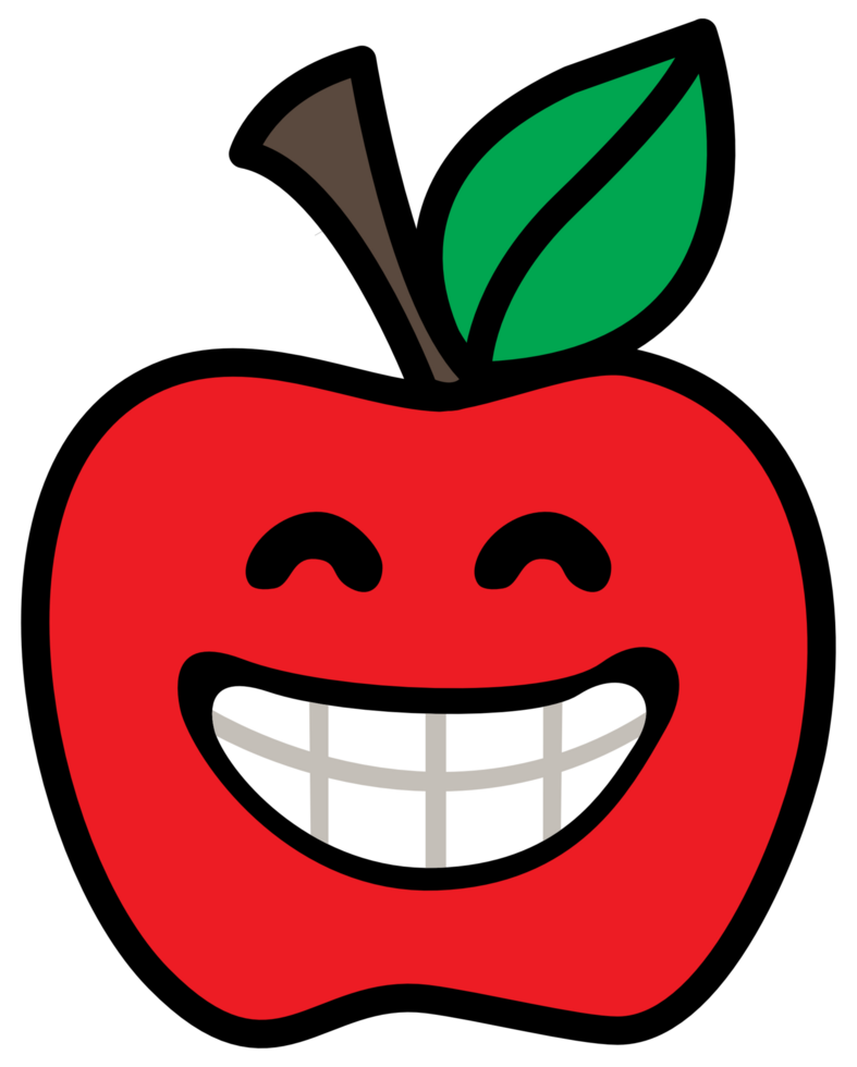 Red apple expresses emotion in png file