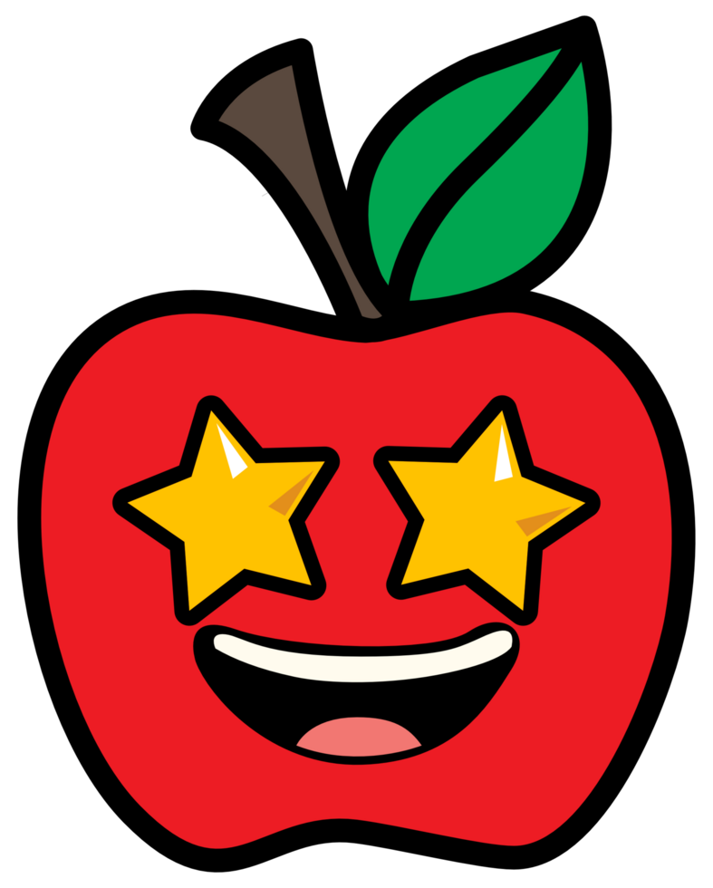 Red apple expresses emotion in png file