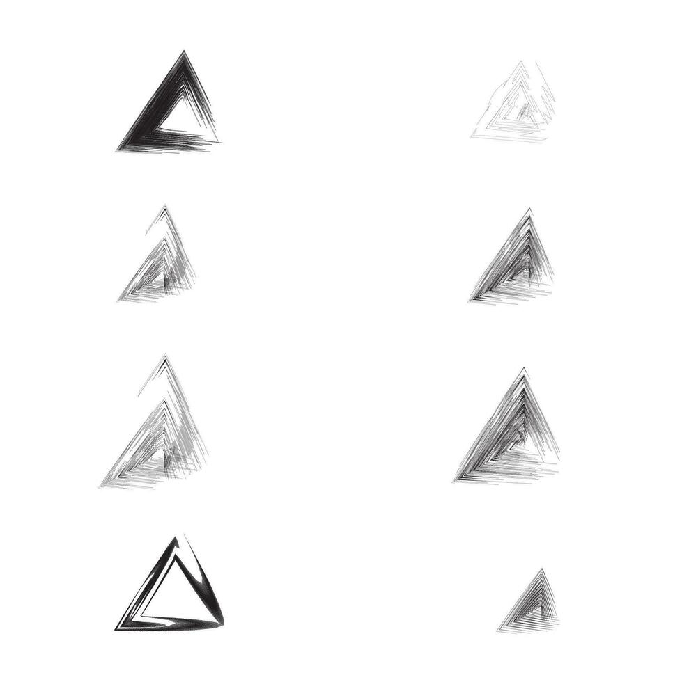 Set of Black and White Triangles  and Set of Black and White Rough Triangle vector