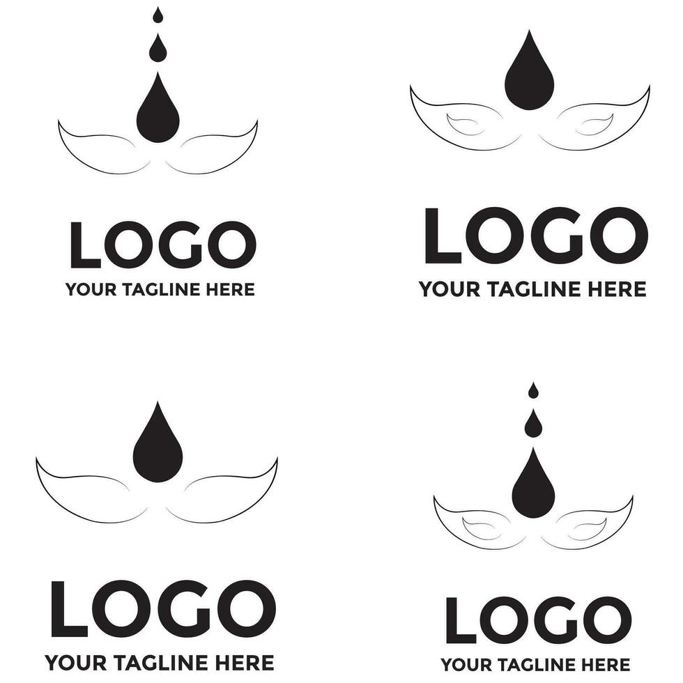 conjunto de 4 4 nuevo diseños de flor logos con agua gotas vector