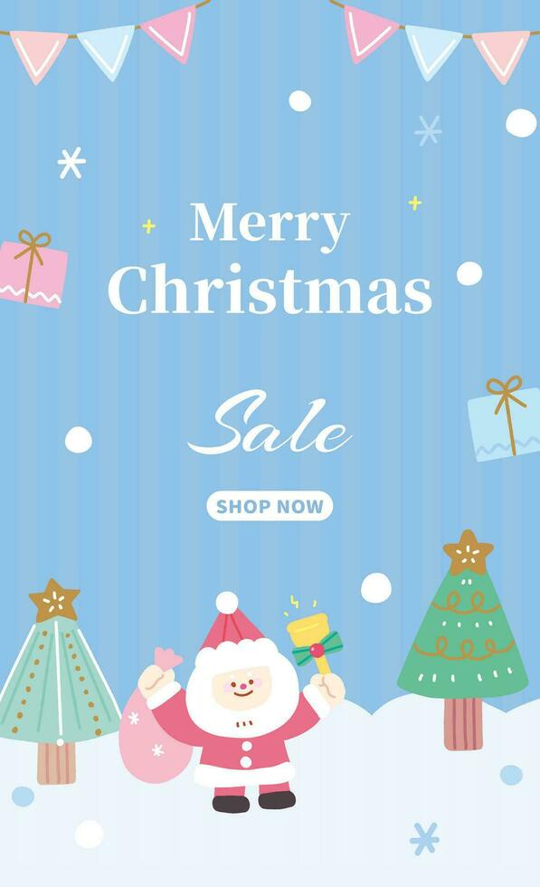 Merry Christmas holiday illustration social media sale poster greeting card banner cover packaging vector