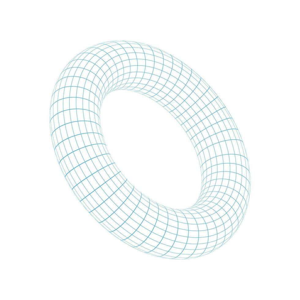 Torus wireframe vector. Abstract geometric shape with torus vector
