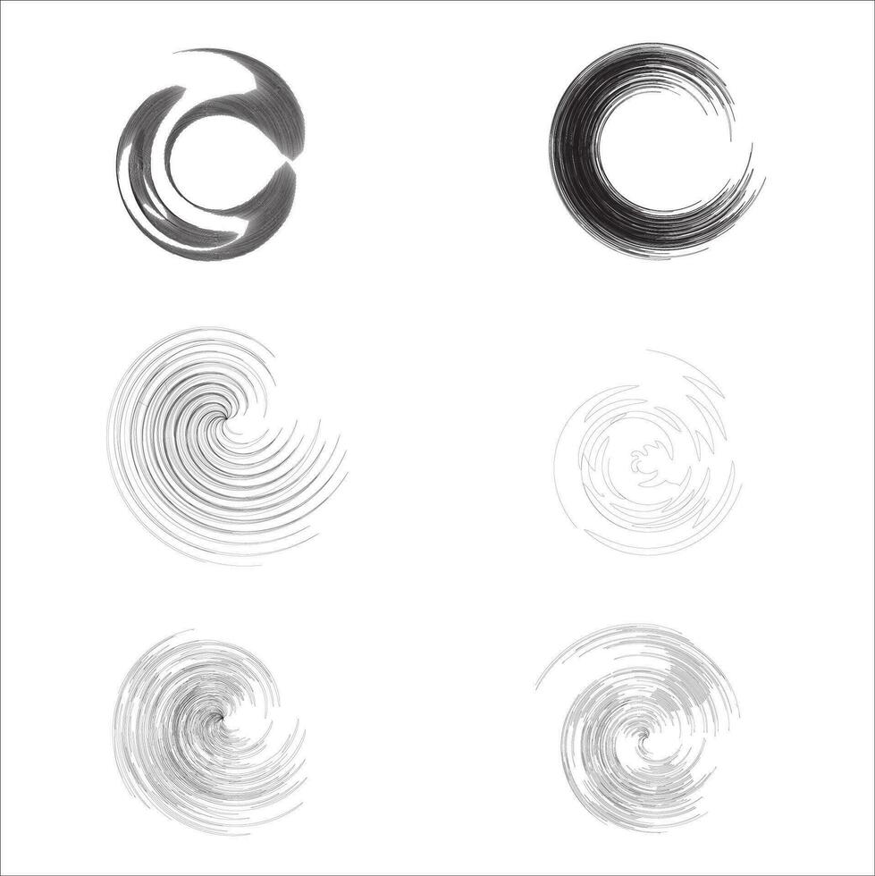 Set of Black and White Circles with Scribble Effect vector