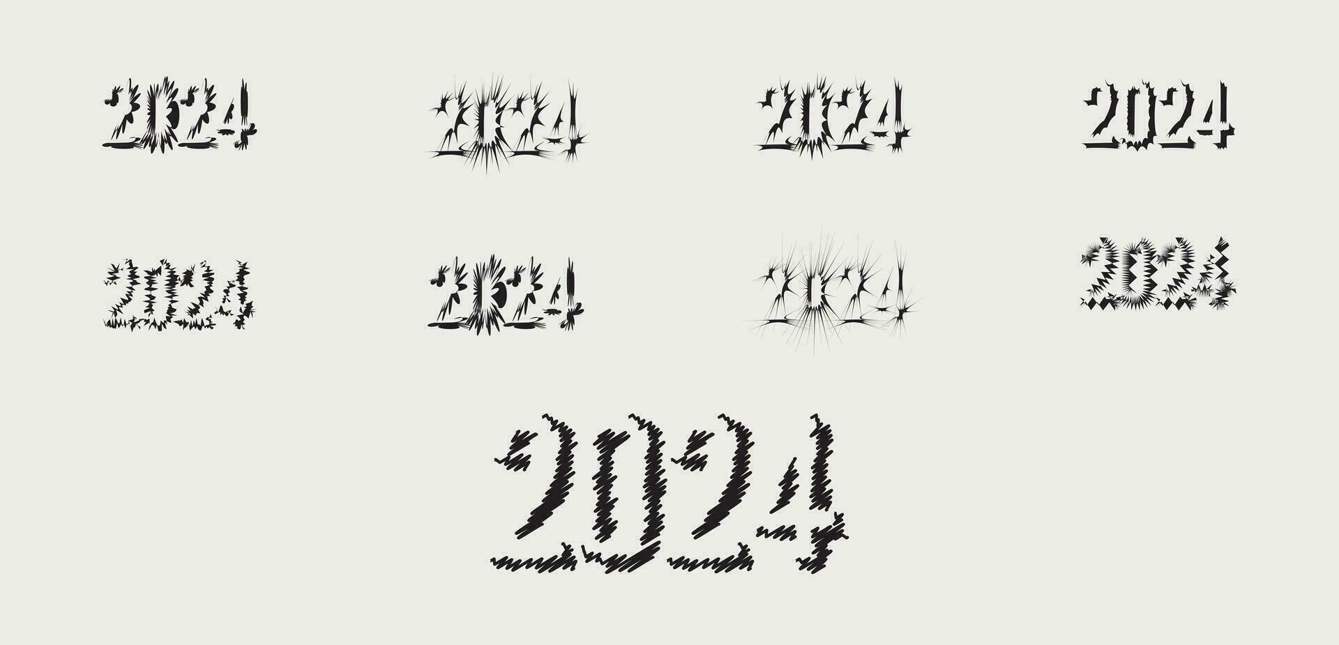 2024 Happy New Year Abstract Logo Text Design. Set Of Elegant 2024 Number Design Template. vector