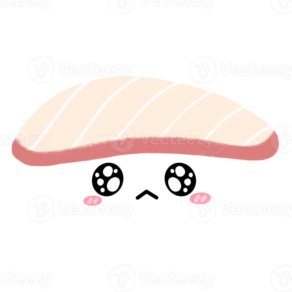 Cute Kampachi Sushi Fish Mascot Character Kawaii Cartoon illustration Japanese Food Japanese Sticker Sushi Sticker png