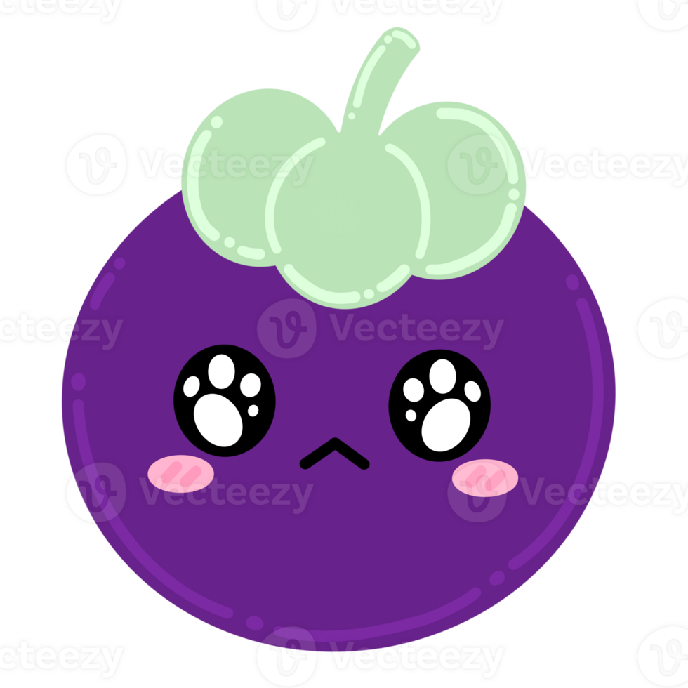 Cute Mangosteen Mascot Character Kawaii Cartoon illustration png