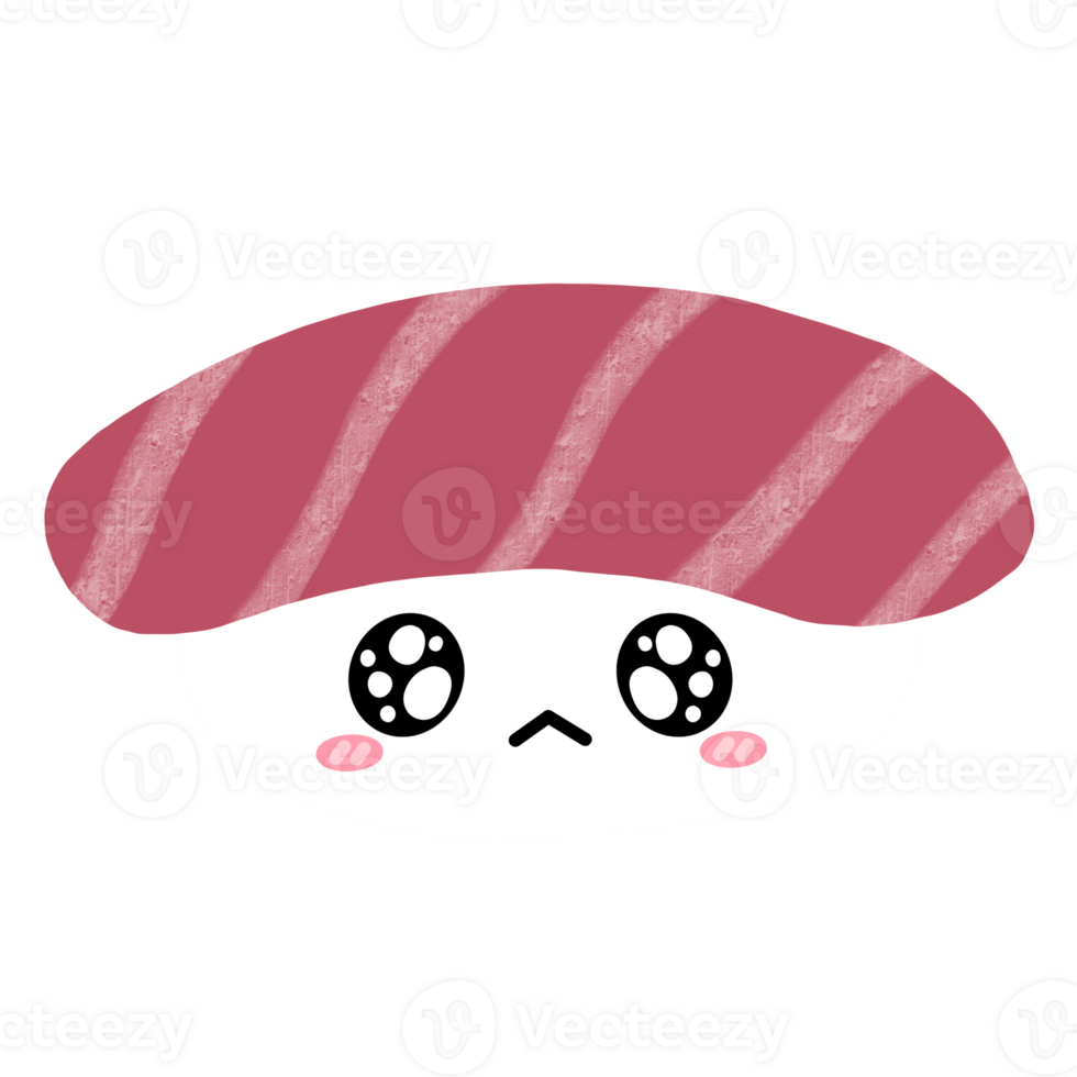 Cute Tuna Sushi Mascot Character Kawaii Cartoon illustration Japanese Food Japanese Sticker Sushi Sticker png