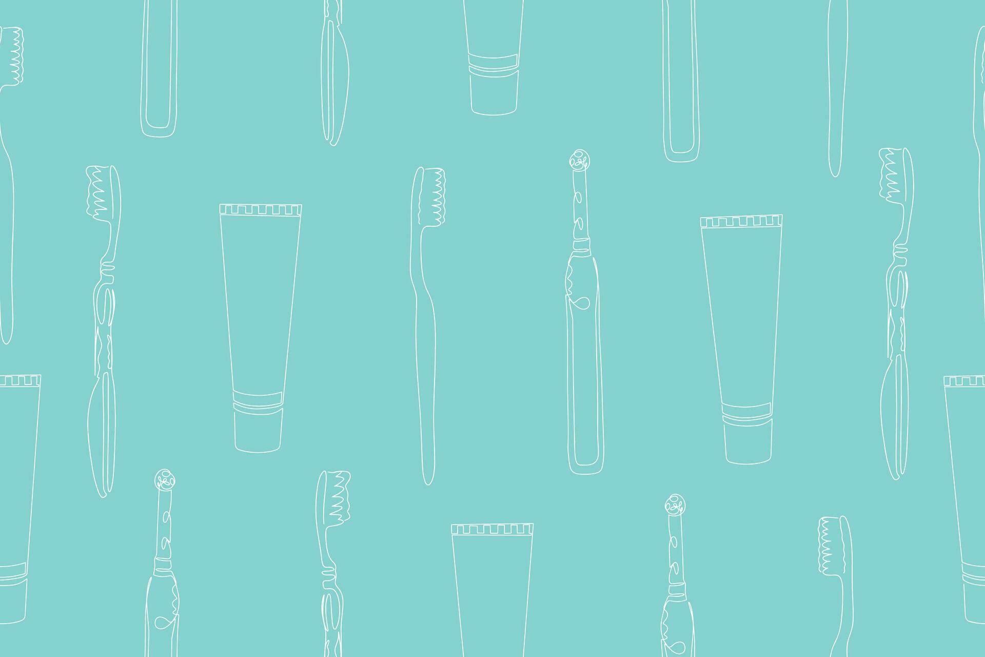 Seamless pattern of toothbrushes and toothpaste. Vector. Vector