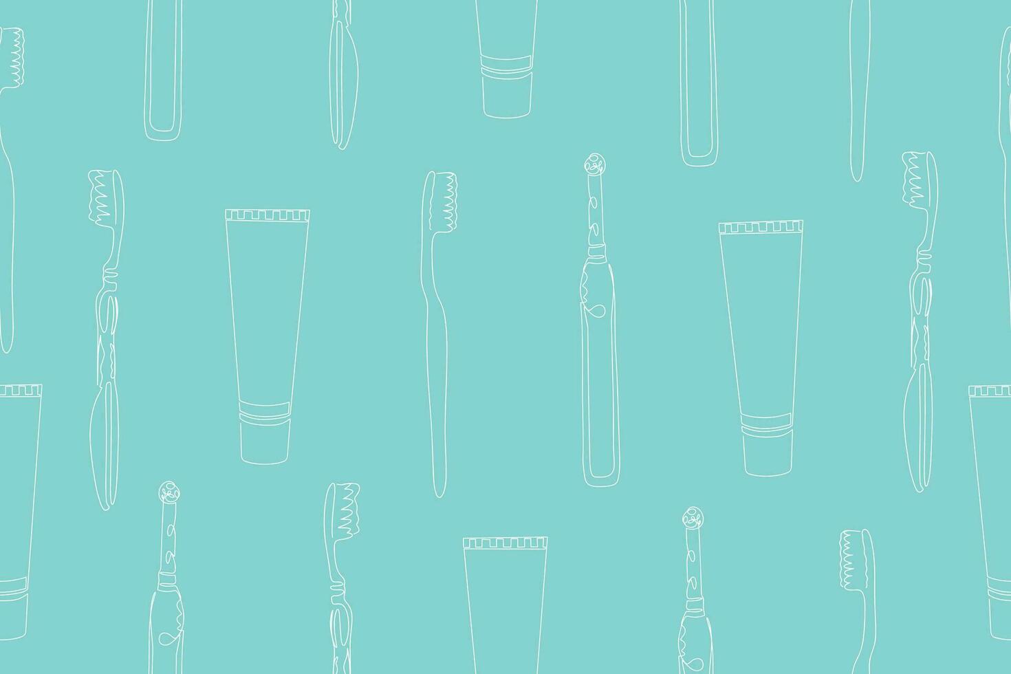 Seamless pattern of toothbrushes and toothpaste. Vector. Vector illustration