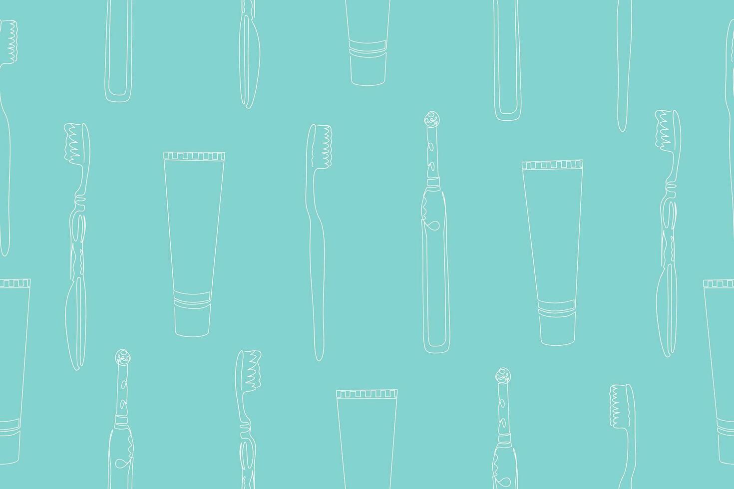 Seamless pattern of toothbrushes and toothpaste. Vector. Vector illustration