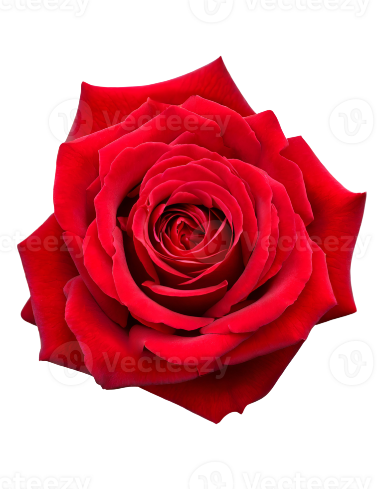 AI generated Top view of red rose flower. png
