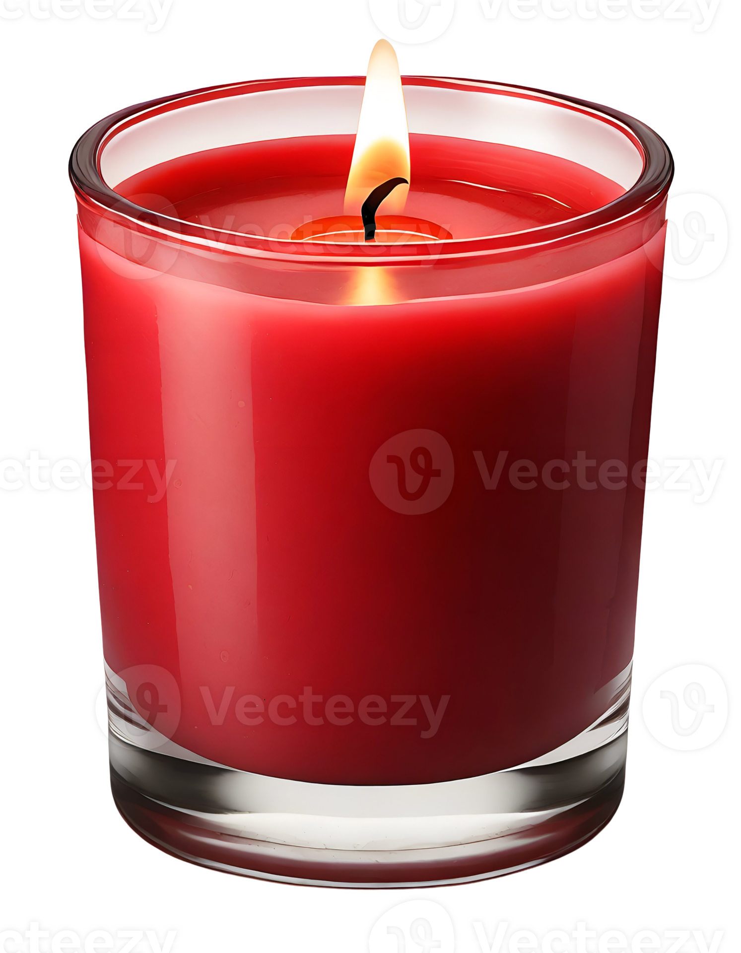 AI generated Burning red scented candle in a glass. 35621881 PNG