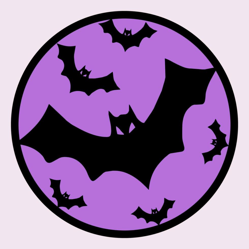 Halloween bat, Round sign, Vintage, laser cut, vecrtor vector