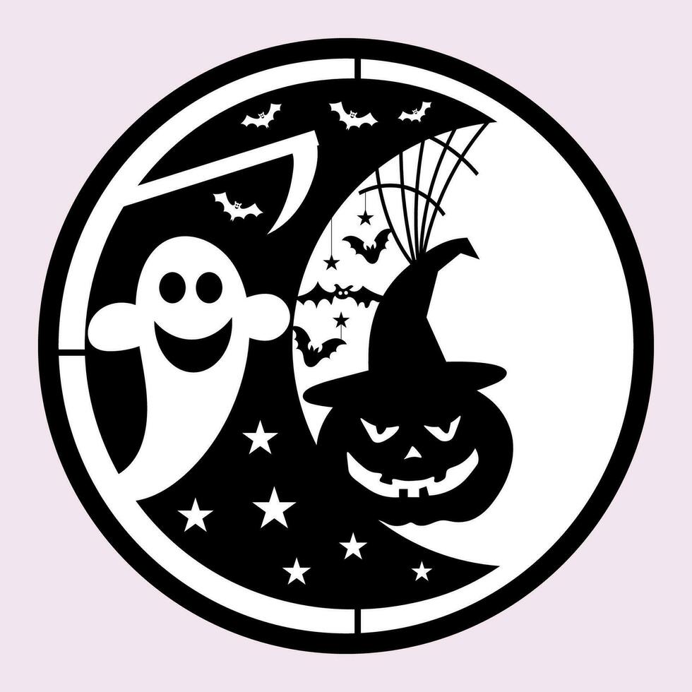 Halloween baby moon, Round sign, Halloween, Vintage, laser cut, vecrtor vector