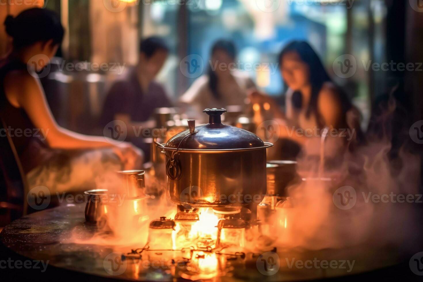 AI generated A Group of People Gathered Around a Foggy Pot photo