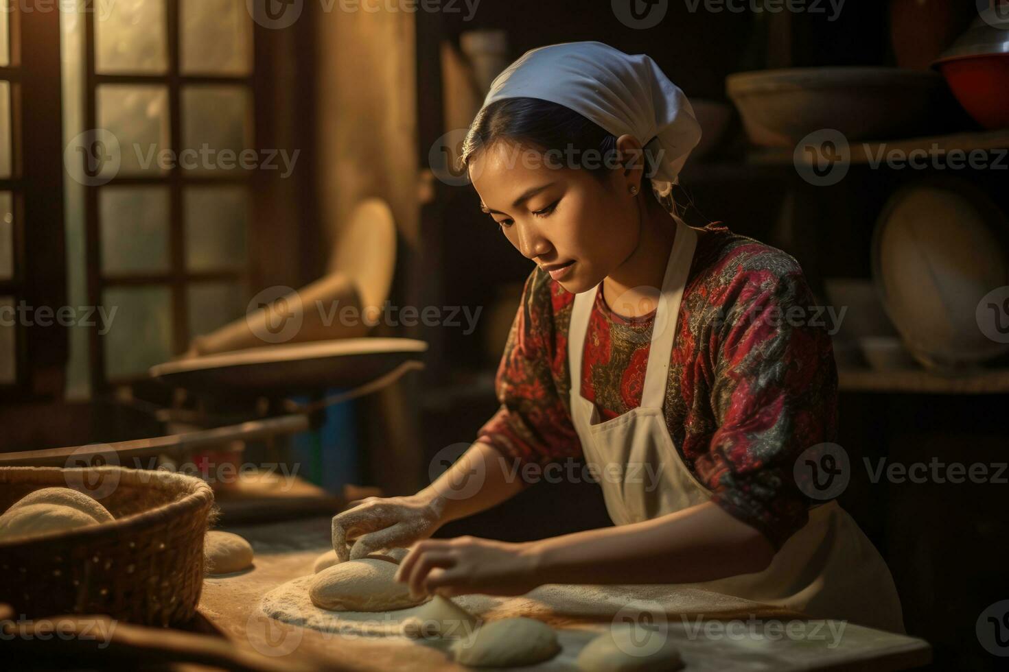 ai generado el Arte de un pan haciendo - un joven panadería viaje foto