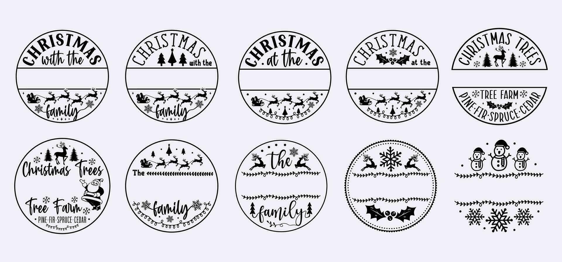 Christmas Family Monogram bundle, Christmas Sign vector for print or cut