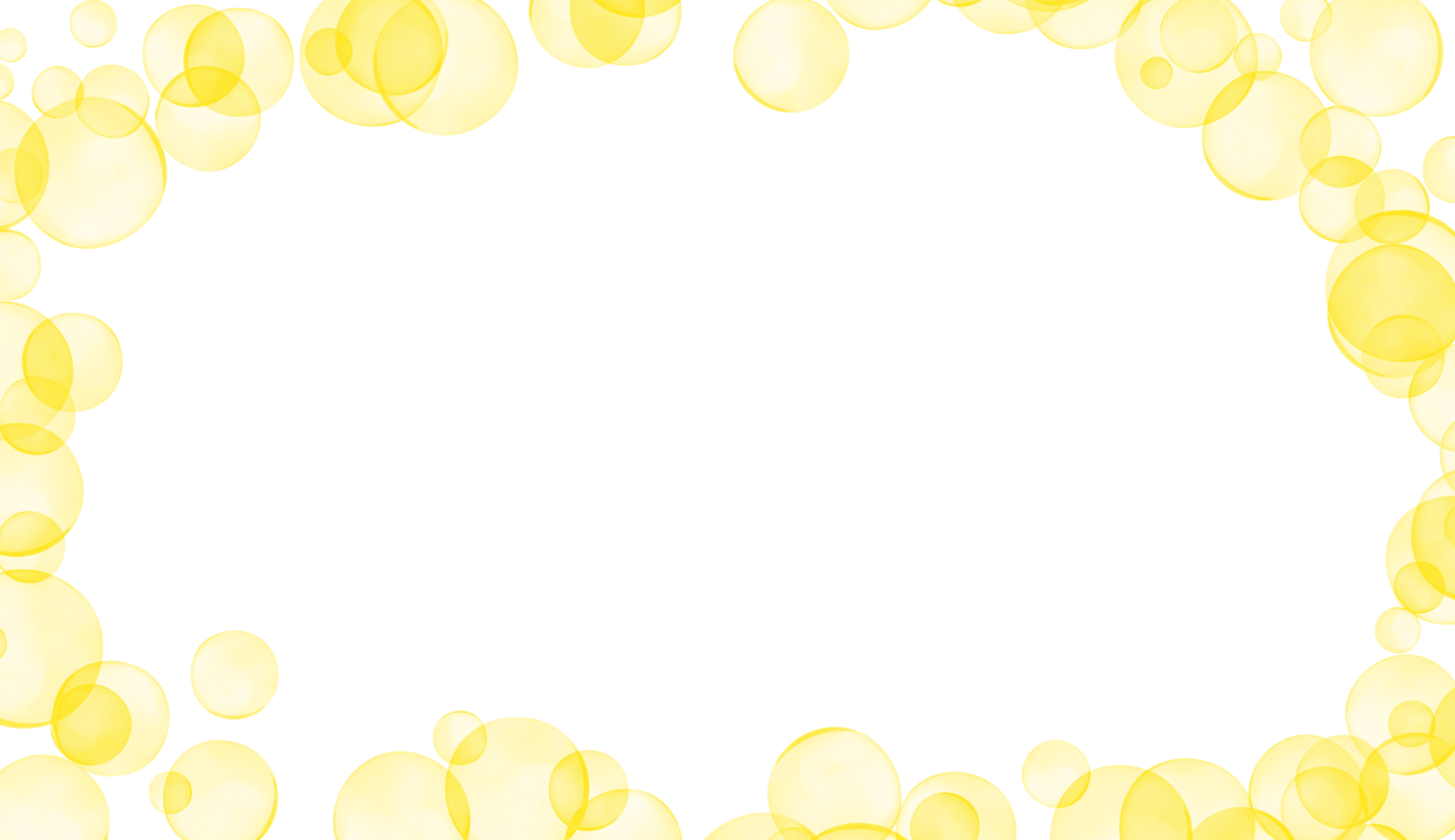 jabón burbujas con amarillo Brillantina. burbujas marco. diseño para decoración, fondo, fondo de pantalla, ilustración. png