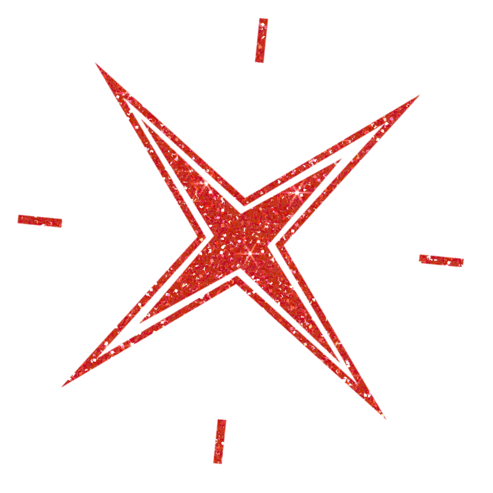 Red star glitter on transparent background.Star icon png