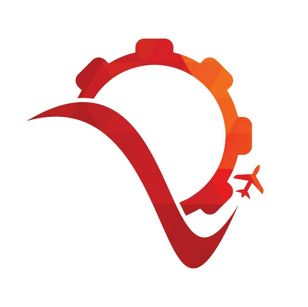 Gear travel vector logo design