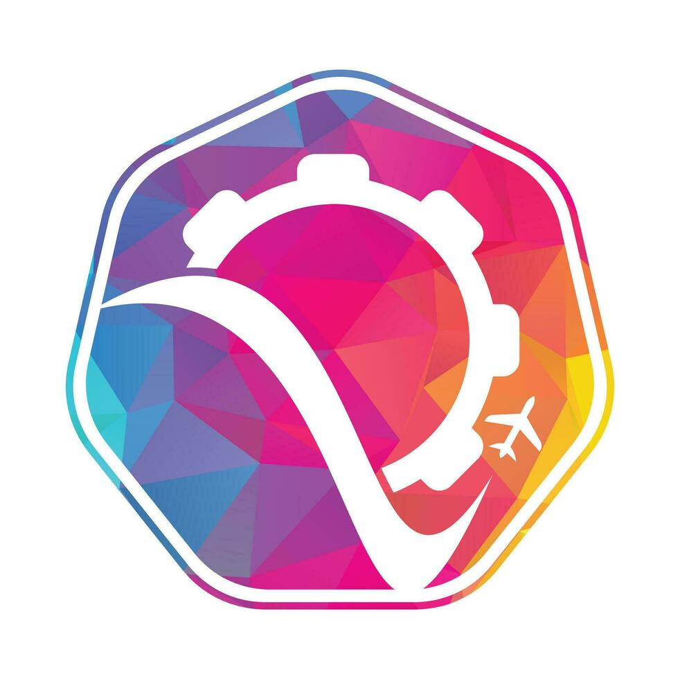 Gear travel vector logo design