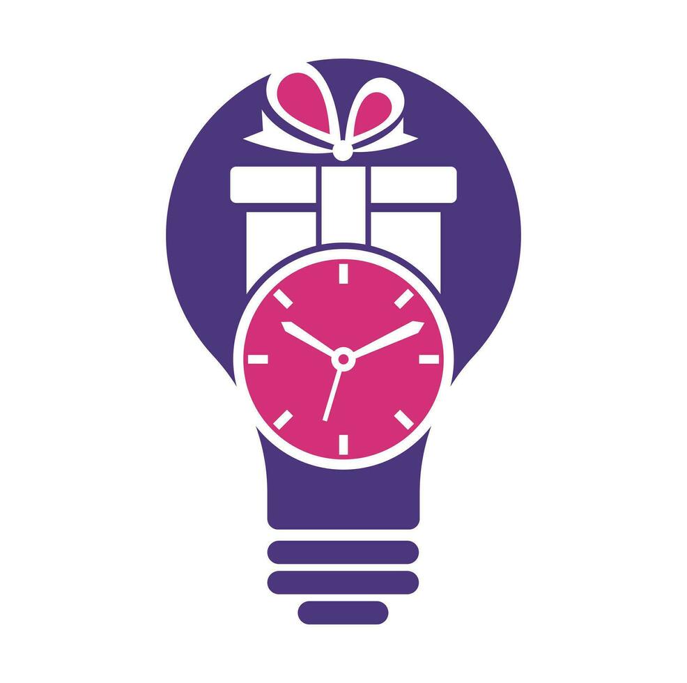 Gift Time bulb shape concept Icon Logo Design Element. vector