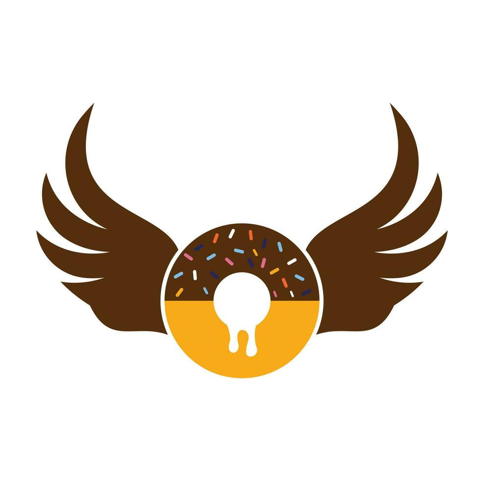 Winged donut template logo design. vector