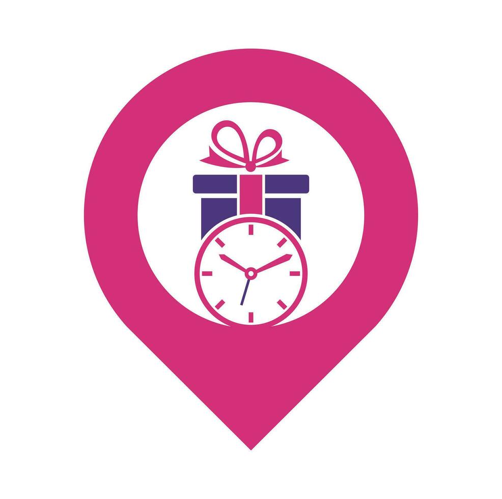 Gift Time map point shape concept Icon Logo Design Element.Gift Time map point shape concept Icon Logo Design Element. vector