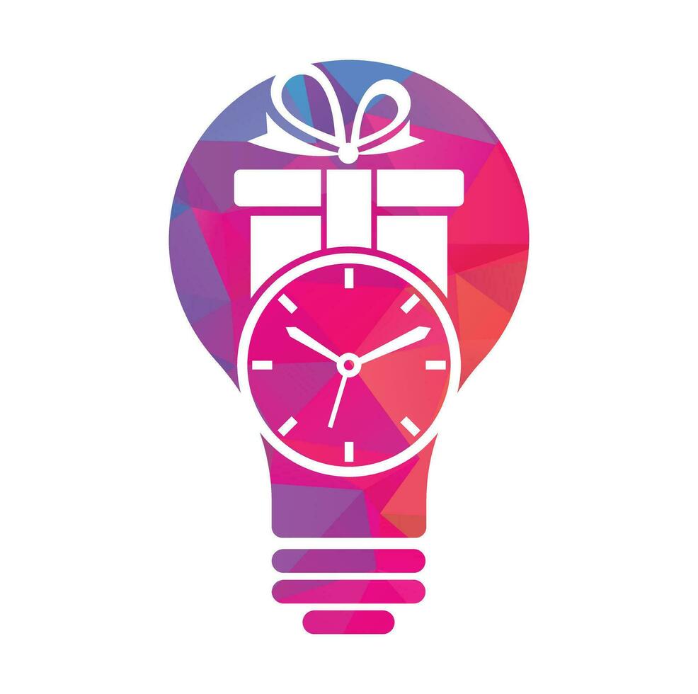 Gift Time bulb shape concept Icon Logo Design Element. vector