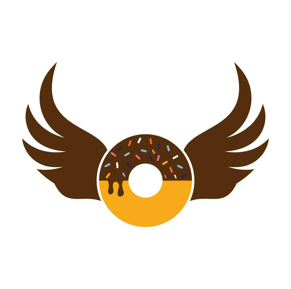 Winged donut template logo design. vector